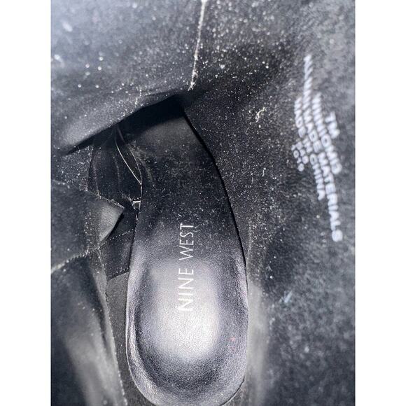 Nine West Size: 7 Vivy Ankle Booties Faux Snakeskin Black Chunky Heel Almond Toe - Picture 11 of 11